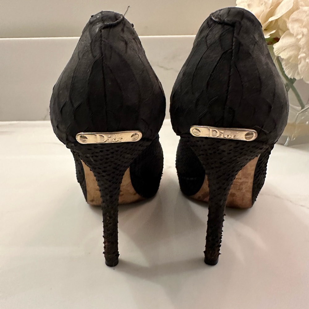Christian Dior Caltzatura Miss Dior Peep Toe Pump size 36.5 100% Nubuck python